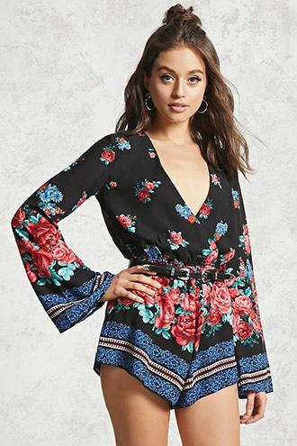 Forever21 Ornate Floral Print Romper