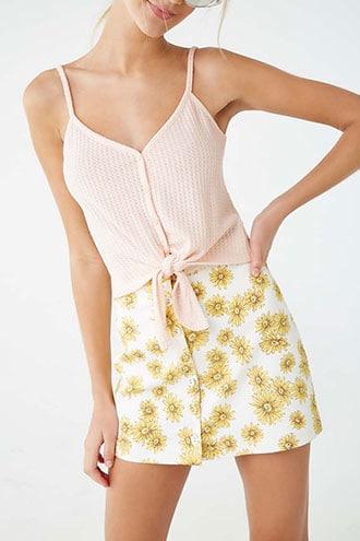 Forever21 Knotted Button-front Cropped Cami