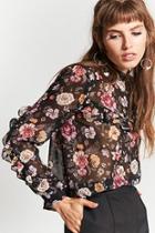 Forever21 Semi-sheer Floral Flounce Top