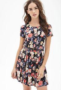 Forever21 Belted Floral Print Dress