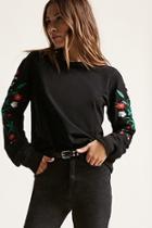 Forever21 Floral Embroidered Pullover