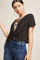 Forever21 Sheer Lace-up Surplice Top