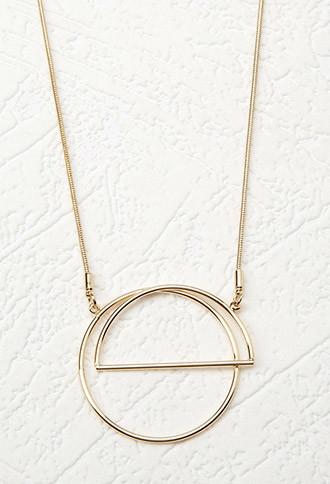 Forever21 Cutout Geo Pendant Necklace (gold)