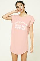 Forever21 Women's  Pink & Cream Get Me Coffee Nightdress