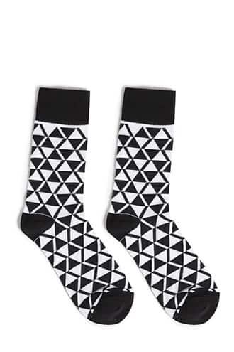 Forever21 Men Geo Print Crew Socks