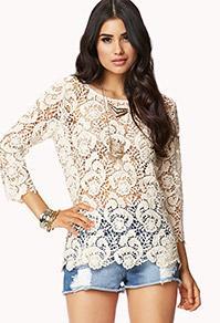 Forever21 Scalloped Crochet Top