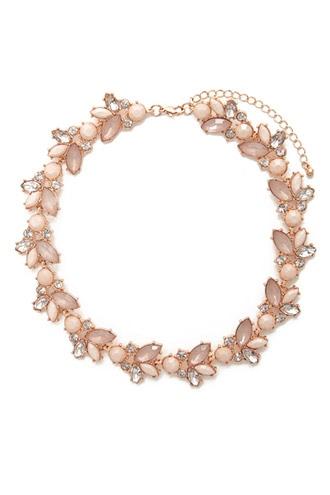 Forever21 Rose Gold & Peach Faux Gem Floral Necklace