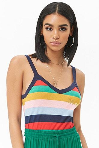 Forever21 Striped Honey Graphic Cami