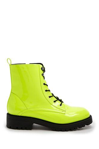 Forever21 Faux Patent Leather Neon Booties