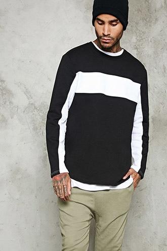 21 Men Men's  Stripe-panel Terry Sweatshirt