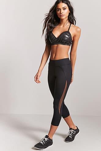 Forever21 Active Metallic-panel Capri Leggings