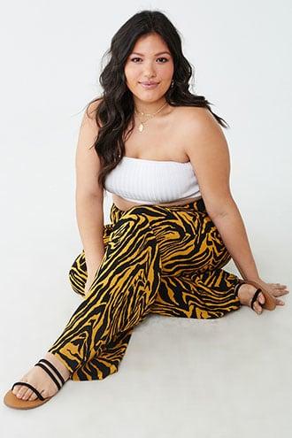 Forever21 Plus Size Crinkled Tiger Print Pants