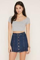 Forever21 Women's  Heather Grey Crisscross-back Crop Top