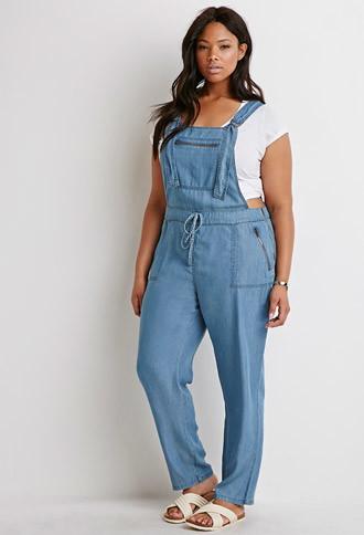 Forever21 Plus Classic Chambray Overalls