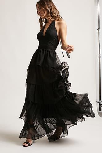 Forever21 Halter Swiss-dot Gown