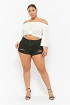 Forever21 Plus Size Distressed High-rise Denim Shorts