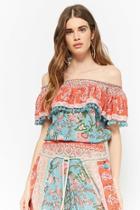 Forever21 Z & L Europe Floral Pom-pom Top