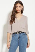 Forever21 Women's  Twisted-back Buttoned Top