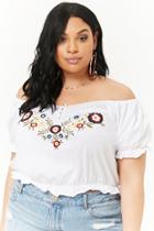 Forever21 Plus Size Floral Embroidered Crop Top