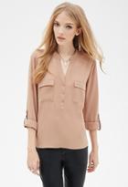 Forever21 Three-button Flat Collar Blouse