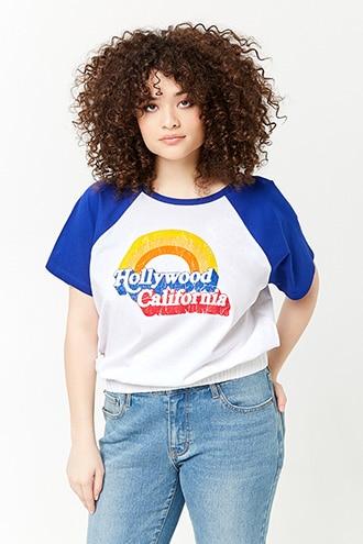 Forever21 Plus Size Hollywood California Raglan Tee