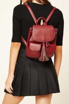 Forever21 Burgundy Tasseled Faux Leather Backpack