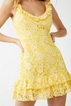Forever21 Floral Lace Ruffle-trim Mini Dress