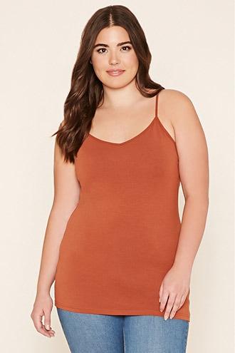 Forever21 Plus Women's  Pine Bark Plus Size V-neck Cami