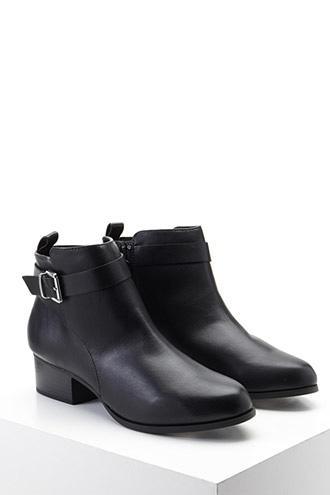 Forever21 Buckled Faux Leather Booties