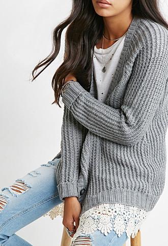 Forever21 Crochet-hem Cardigan