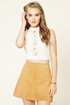 Forever21 Women's  Ivory Crochet Lace Crop Top