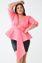 Forever21 Plus Size Plunging Scuba-knit Peplum Top