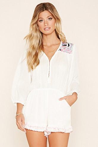 Forever21 Women's Selfie Leslie Ruffle Romper