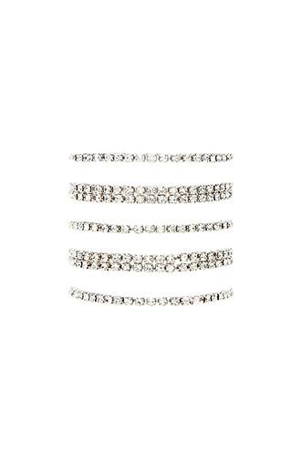 Forever21 Clear & Silver Rhinestone Stretch Bracelet Set