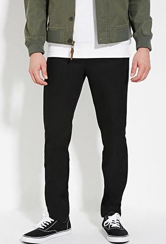 21 Men Men's  Black Slim Fit Pants
