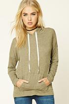 Forever21 Women's  Olive Contemporary Heathered Hoodie