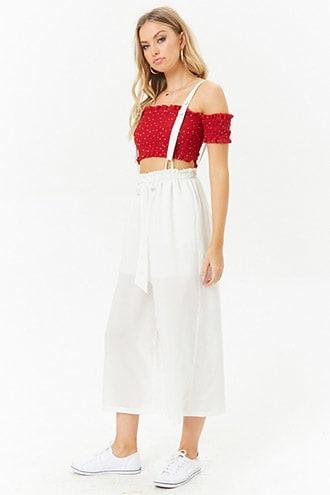 Forever21 Ruffle-trim Suspender Culottes