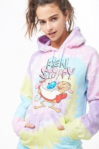 Forever21 Ren & Stimpy Tie-dye Hoodie