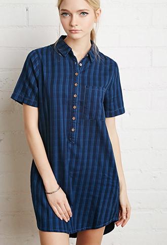 Forever21 Faded Plaid Shirt Dress
