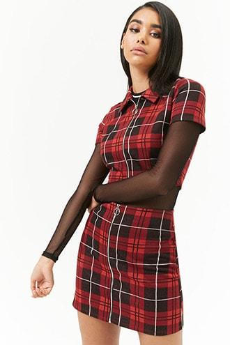 Forever21 Zippered Plaid Mini Skirt