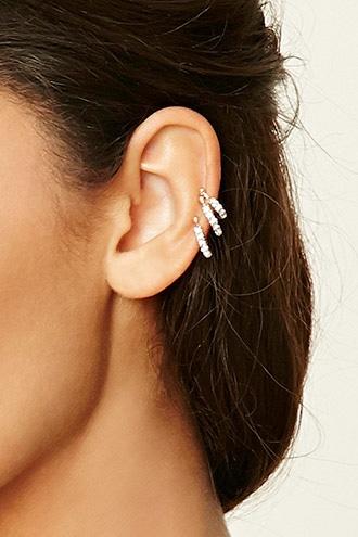 Forever21 Rhinestone-studded Ear Cuff Set