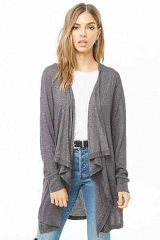 Forever21 Hooded Drape-front Cardigan