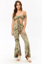 Forever21 Tie-dye Crop Top & Flare Pants Set