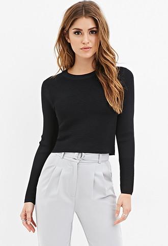 Forever21 Women's  Ribbed Knit Cropped Sweater