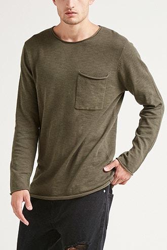 Forever21 Raw-cut Sweater Knit Top