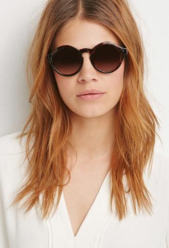 Forever21 Metal Temple Round Sunglasses (brown/gold)