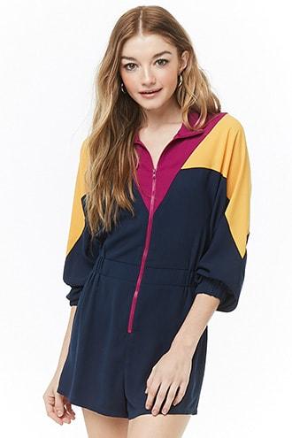 Forever21 Zippered Colorblock Romper