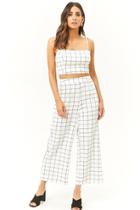 Forever21 Grid Print Cropped Cami & Pants Set