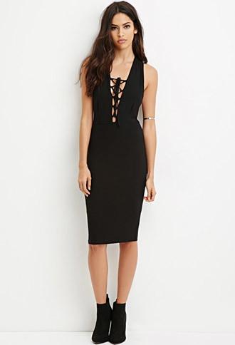 Forever21 Women's  Lace-up Midi Dress