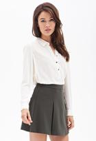 Forever21 Contemporary Flowy Woven Collared Popover